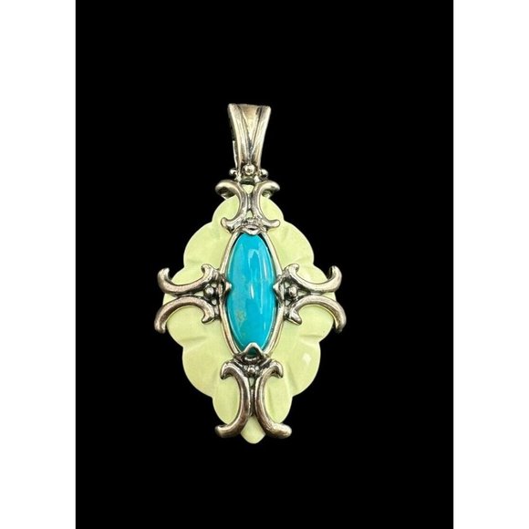 Carolyn Pollack Sleeping Beauty Turquoise Multi Gemstone Sterling Silver Pendant - Picture 2 of 7